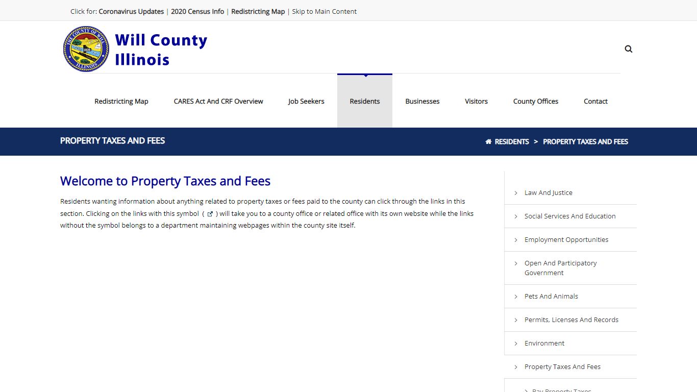 Will County Illinois > Residents > Property Taxes and Fees
